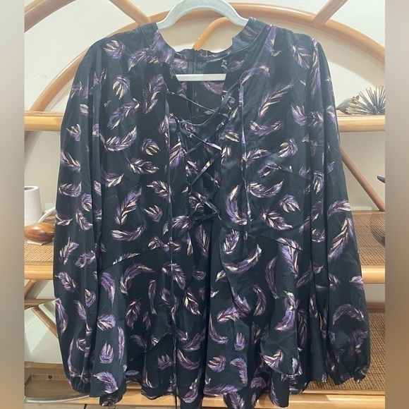 5/$25 Women’s Lane Bryant plus size feather print blouse - Picture 1 of 5